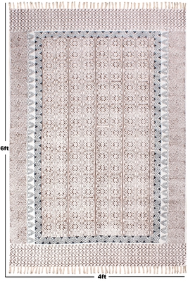 Boho Bathroom Hand Block Printed Rug Flat Woven Kitchen Cotton Area Rug 3
