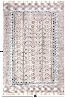 Boho Bathroom Hand Block Printed Rug Flat Woven Kitchen Cotton Area Rug