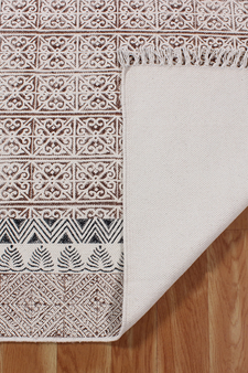 Boho Bathroom Hand Block Printed Rug Flat Woven Kitchen Cotton Area Rug