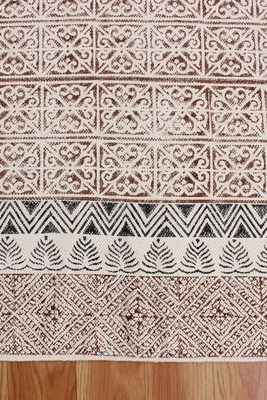 Boho Bathroom Hand Block Printed Rug Flat Woven Kitchen Cotton Area Rug 5