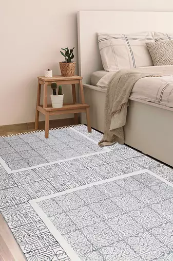 Bohemian Cotton Area Rug Hand Woven Eco- Friendly Kitchen Floor Rug Garden Area Rugs