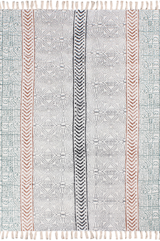 Indian Handmade Block printed Cotton Durries Traditional Kilim Dining Room Rug