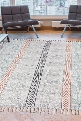 Indian Handmade Block printed Cotton Durries Traditional Kilim Dining Room Rug 2