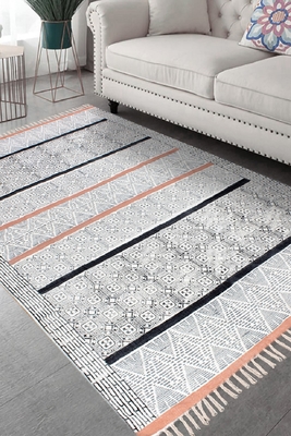 Floral Area Rug Traditional Kilim Outdoor Patio Rug Hand Woven Cotton Durries 2