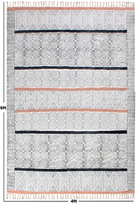 Floral Area Rug Traditional Kilim Outdoor Patio Rug Hand Woven Cotton Durries 3