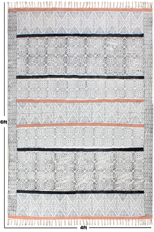 Floral Area Rug Traditional Kilim Outdoor Patio Rug Hand Woven Cotton Durries