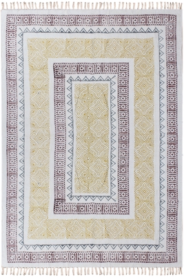 Eco Friendly Dhurrie Hand Block Print Rug Handmade Cotton Carpet Geometric Kilim 1