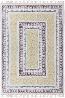 Eco Friendly Dhurrie Hand Block Print Rug Handmade Cotton Carpet Geometric Kilim