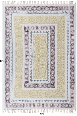 Eco Friendly Dhurrie Hand Block Print Rug Handmade Cotton Carpet Geometric Kilim 3