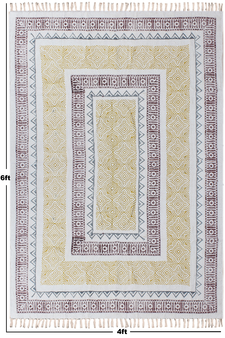 Eco Friendly Dhurrie Hand Block Print Rug Handmade Cotton Carpet Geometric Kilim