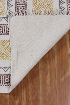 Eco Friendly Dhurrie Hand Block Print Rug Handmade Cotton Carpet Geometric Kilim