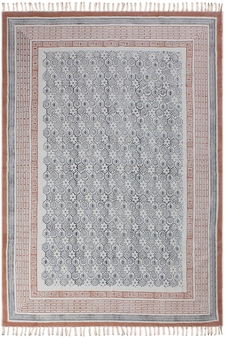 Yoga Garden Dhurrie Indian Natural Rug Hand Block Print Kilim Pure Cotton Carpet