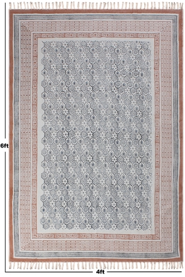Yoga Garden Dhurrie Indian Natural Rug Hand Block Print Kilim Pure Cotton Carpet 3