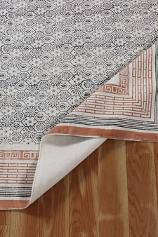 Yoga Garden Dhurrie Indian Natural Rug Hand Block Print Kilim Pure Cotton Carpet