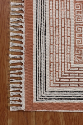 Yoga Garden Dhurrie Indian Natural Rug Hand Block Print Kilim Pure Cotton Carpet 5