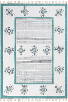 Garden Area Carpet Hand Block Print Rug Dining Room Dhurrie Geometric Kilim