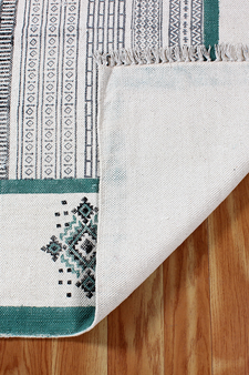 Garden Area Carpet Hand Block Print Rug Dining Room Dhurrie Geometric Kilim
