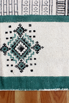 Garden Area Carpet Hand Block Print Rug Dining Room Dhurrie Geometric Kilim