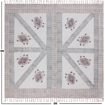 Indian Hand-Woven Rug Hand Block Print Kilim Flat Weave Area Dhurrie Yoga Carpet 3