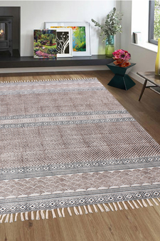 Hand Block Print Garden Yoga Kilim Outdoor Area Dhurrie Indian Flat Weave Rug