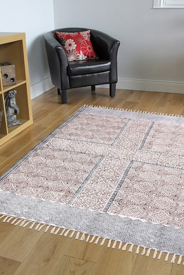 Indian Handmade Block printed Cotton Durries Traditional Kilim Dining Room Rug 2