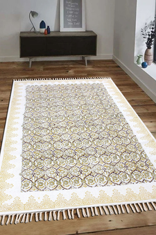 Indian Moroccan Rug Handmade Block Printed Cotton Durries Yoga Mat Outdoor Carpet