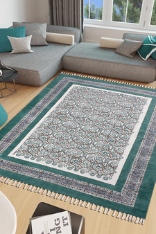 Kitchen Kilim Handmade Indian Cotton Carpet Eco Friendly Dhurrie Geometric Rug