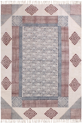 Handmade Cotton Rug Vintage Look Carpet Traditional Classic Dhurrie Geometric Kilim 1