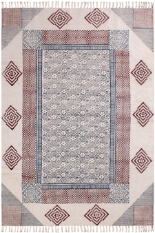 Handmade Cotton Rug Vintage Look Carpet Traditional Classic Dhurrie Geometric Kilim