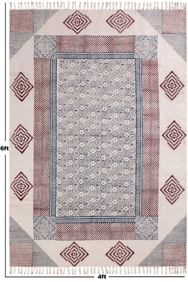 Handmade Cotton Rug Vintage Look Carpet Traditional Classic Dhurrie Geometric Kilim 3