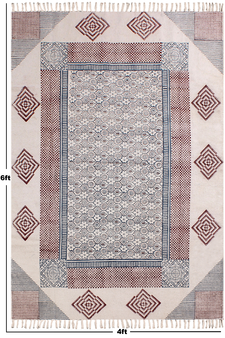 Handmade Cotton Rug Vintage Look Carpet Traditional Classic Dhurrie Geometric Kilim