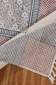 Handmade Cotton Rug Vintage Look Carpet Traditional Classic Dhurrie Geometric Kilim