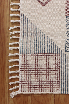 Handmade Cotton Rug Vintage Look Carpet Traditional Classic Dhurrie Geometric Kilim