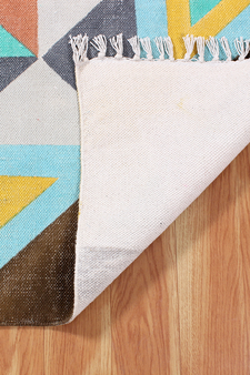 Hand Woven Cotton Durries Dining Room Carpets Yoga Outdoor Mats Kitchen Rugs