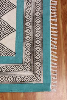 Indian Handmade Floor Carpet Vintage Rug Natural Cotton Durries Kitchen Rugs