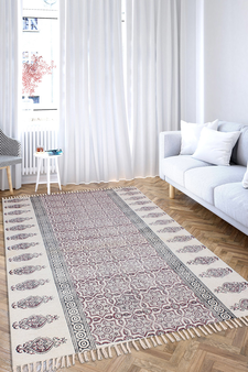 Natural Handmade Rug Natural Cotton Kilim Geometric Rugs Kitchen Area Mat