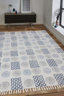 Hand Woven Natural Cotton Durries Basement Area Rugs Outdoor Patio Rug