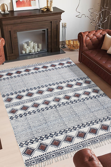Indian Hand Block Printed Durries Soft Cotton Area Rugs Bathroom Rugs