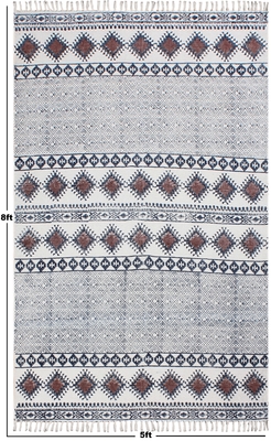 Indian Hand Block Printed Durries Soft Cotton Area Rugs Bathroom Rugs 3