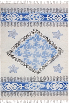 Hand Block Printed Area Rug Indian Handmade Cotton Rug Indoor Living Room Rug 1