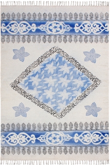Hand Block Printed Area Rug Indian Handmade Cotton Rug Indoor Living Room Rug
