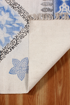 Hand Block Printed Area Rug Indian Handmade Cotton Rug Indoor Living Room Rug