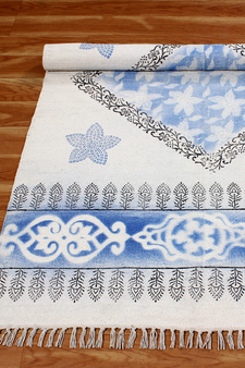 Hand Block Printed Area Rug Indian Handmade Cotton Rug Indoor Living Room Rug