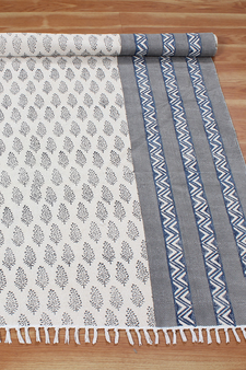 Study Room Rug Kitchen Area Mat Hand Block Printed Cotton Area Durries