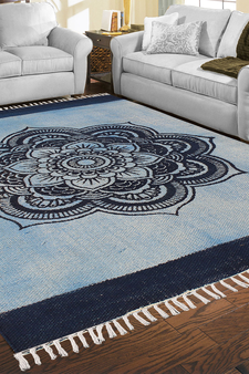Indian cotton area rug Floral printed rug Outdoor rug Kitchen Dining room rug