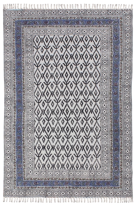Multicolor Area rug Cotton area rug Hand block printed rug Dining room rug 1