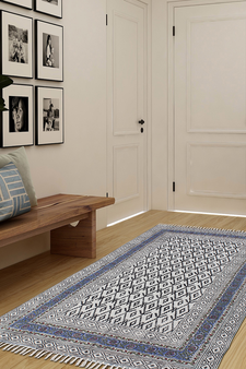 Multicolor Area rug Cotton area rug Hand block printed rug Dining room rug