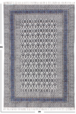 Multicolor Area rug Cotton area rug Hand block printed rug Dining room rug 3
