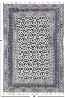 Multicolor Area rug Cotton area rug Hand block printed rug Dining room rug