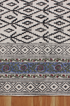 Multicolor Area rug Cotton area rug Hand block printed rug Dining room rug